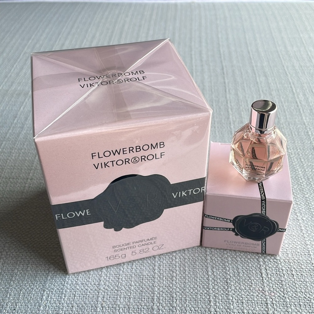 Viktor & Rolf Flowerbomb 7ml mini fragrance and scented candle bundle